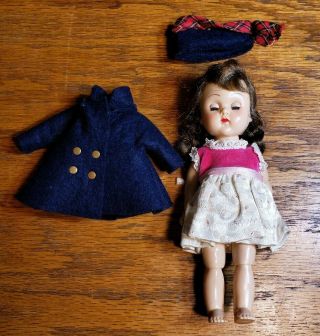 Vintage Vogue Ginny Doll with Lovey Dress,  Bloomers & RARE WOOL PEA COAT & HAT 2