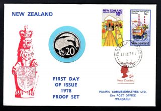 Zealand 1978 Fdc Pnc 20 Cents 20c Proof Coin Only 100 Covers Issued Rare