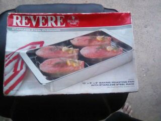 Rare Revere Ware 3 Quart Roasting Baking Lasagna Pan Rack 2523