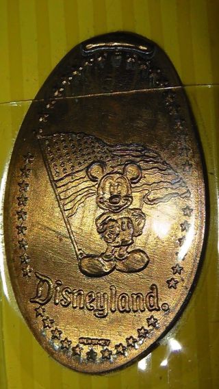 Disney Penny Press Coin Mickey Mouse American Flag U.  S.  A.  Disneyland Rare