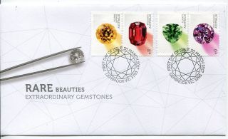 2017 Rare Beauties Extraordinary Gemstones (gummed Stamps) Fdc - Gembrook Pmk