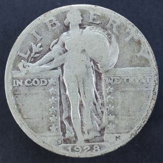 1928 - S 25c Us 90 Silver Standing Liberty Quarter - Good - Simi Rare