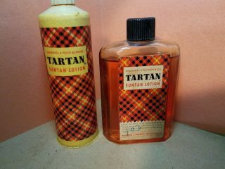 Antique Tartan Vintage Suntan Lotion 1950 2 4oz.  Bottle With Contents Rare