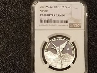 2001 Mexico 1/2 Oz Silver Libertad Proof Ngc Pf68 Ultra Cameo Only 1,  000 Rare