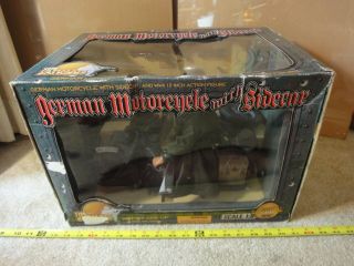 Rare 21st Century Toys Wwii German Motorcycle W/ Sidecar And Figure.  1/6 Scale.