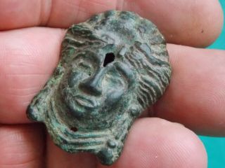 Rare Circa 300 - 400 Ad Roman European Bronze Plaque Of Head Of Diety