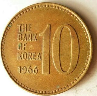 1966 South Korea 10 Won - Rare Type Au - - Korea Bin D