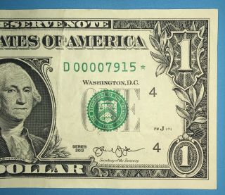 2013 D Series $1 One Dollar Bill Rare Fancy Low Serial Star Note Cool Frn Us