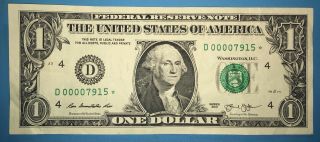 2013 D Series $1 One Dollar Bill Rare Fancy Low Serial Star Note Cool FRN US 2
