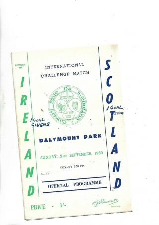 1969 Very Rare Rep Of Ireland V Scotland