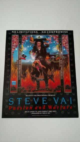 Steve Vai " Passion & Warfare " (1990) Rare Print Promo Poster Ad