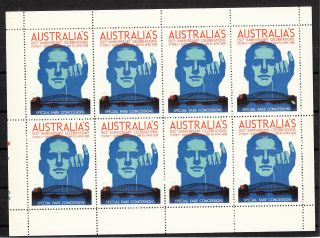Australia - 1938 150th Anniversary (sydney) Cinderella Labels Sheet - Rare