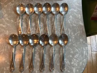 Rare Rogers 1847 Old Colony 12 Round Gumbo Spoons Antique Silverplate