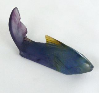 Rare Daum France Small Japanese Fish Pate De Verre Glass Crystal Figure