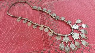 Rare Indian Vintage Banjara Coin Pendant Tribal Gypsy Kuchi Chain Necklace Ats