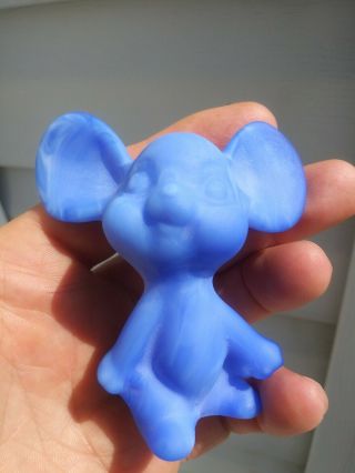 Fenton Art Glass Mouse Blue Slag Satin Rare Hard To Find 1980s