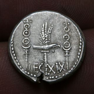 Rare Roman Coin Silver Denarius Marc Antony 33 Bc Military Legion Xix