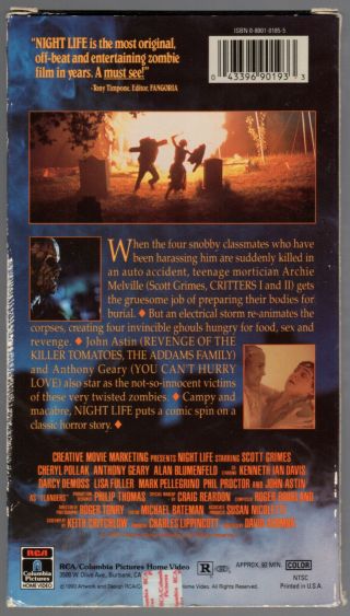 NIGHT LIFE (1989) Scott Grimes,  John Astin teenage ZOMBIES mortuary VHS RARE 2