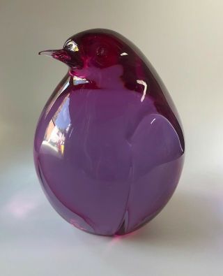 Rare Murano Italian Art Glass Purple Penguin Sculpture