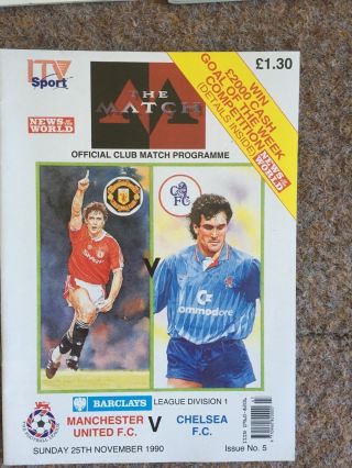 RARE 3 X 1990/91 Manchester United Programmes with THE MATCH ITV SPORT Covers 2
