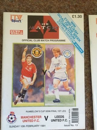 RARE 3 X 1990/91 Manchester United Programmes with THE MATCH ITV SPORT Covers 3