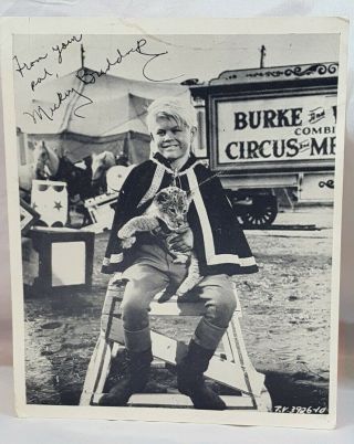 Rare Mickey Braddock 1957 Circus Boy Show Post Card 5.  25x6.  5 Holding Lion Cub