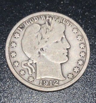 1912 D Silver Barber Half Dollar 50c Rare Coin Circulated