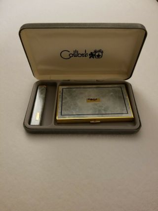Colibri Lighter And Cigarette Case Vintage Gold Tone Box Rare Unique