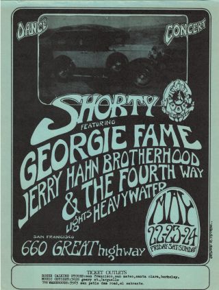 Rare Family Dog Great Highway Handbill Shorty Avalon Fillmore Bg Fd May 1970