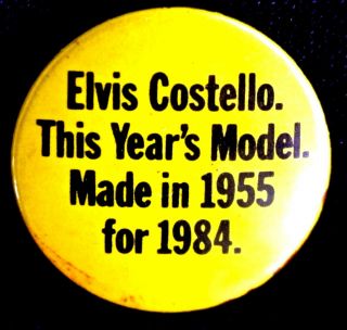 Elvis Costello Time Travel 1984 Pinback Button Rare