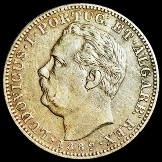 India Portuguese - Luiz I - Silver 1 Rupia 1882 - Rare Coin Ptr3