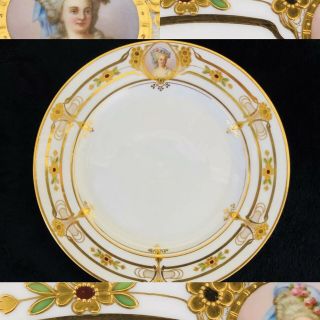 Rare Large Art Nouveau Dresden Porcelain Lamm Jewelled Serving Tray