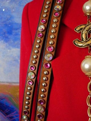RARE Swarovski Crystal WEAVER Pretty in Pink Equestrian Leather Split Reins 3