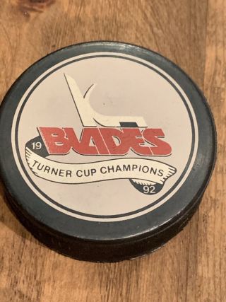 Rare Kansas City Blades 1992 Turner Cup Champions Ihl Logo Hockey Puck Sprint