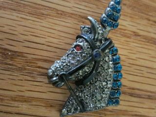 Rare Vintage Weiss Jeweled Plumed Parade Circus Horse Head Brooch