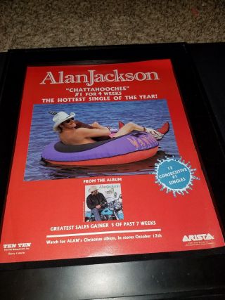 Alan Jackson Chattahoochee Rare Promo Poster Ad Framed