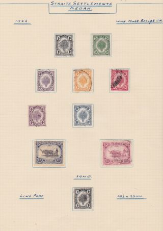 Malaya Malaysia Stamps Kedah 1922 - 1940 Selection Rare Issues Old Album Page