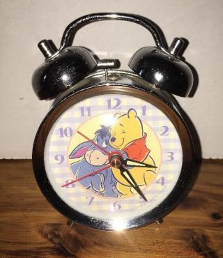 Vintage Disney Winnie The Pooh And Eeyore Wind Up Alarm Clock Rare Collectible