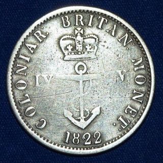 British West Indies Anchor Coinage 1/4 Dollar Ad 1822 Fine Rare