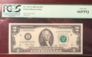 Very Rare $2.  00 2003 Fr.  1937 - I (fw) Pcgs Graded Gem 66 Ppq Historic