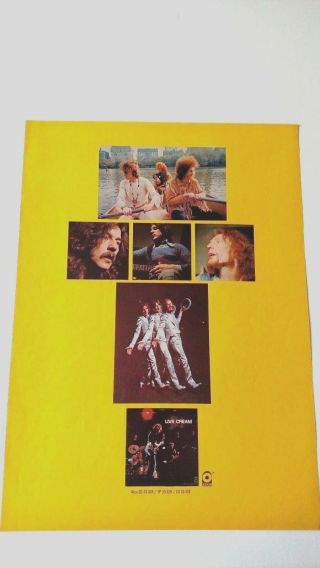 Eric Clapton " Live Cream " (1970) Very Rare Print Promo Poster Ad