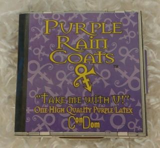 Very Rare Prince " Purple Rain Coats " Purple Condom 1995