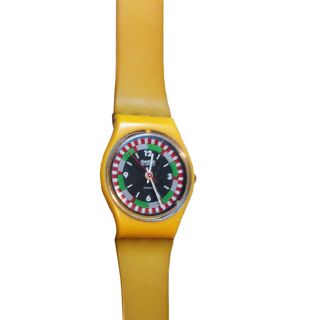 1984 Swatch Watch Gj400 Yellow Racer - - Rare Collector’s Item