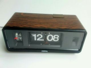 Vintage Copal Rp - 205 Flip Alarm Clock Rare Wood Grain With Orange Light