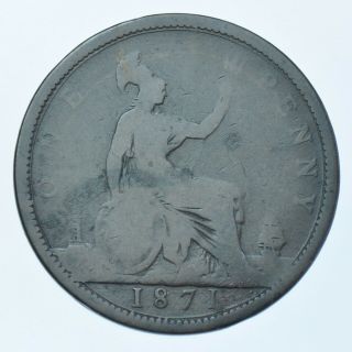 Rare 1871 Penny British Coin From Victoria [r8] Fair