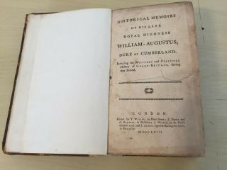 Rare Antique Book 1767 Memoirs William Duke Of Cumberland.  Military & Political