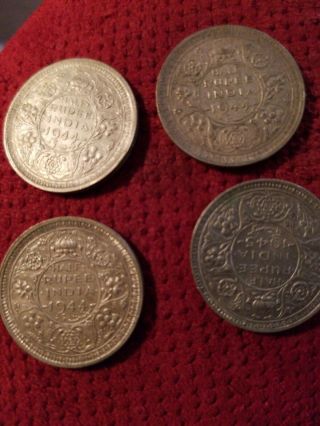 British India 3/1944,  1 1945 King George Vi Emperor Half Rupee Rare Coin
