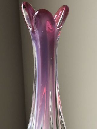 RARE VINTAGE PINK COLOR FRATELLI TOSO MURANO OPALESCENT RIBBED VASE 2