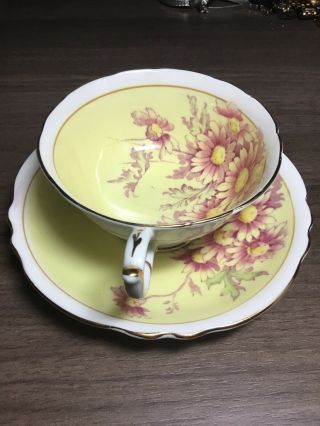 Paragon By Appointment Teacup Saucer Floral Yellow,  Pink Rare