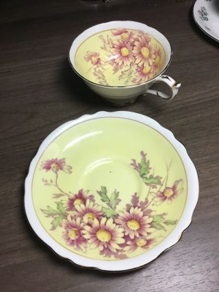 Paragon By Appointment Teacup Saucer Floral Yellow,  Pink Rare 3